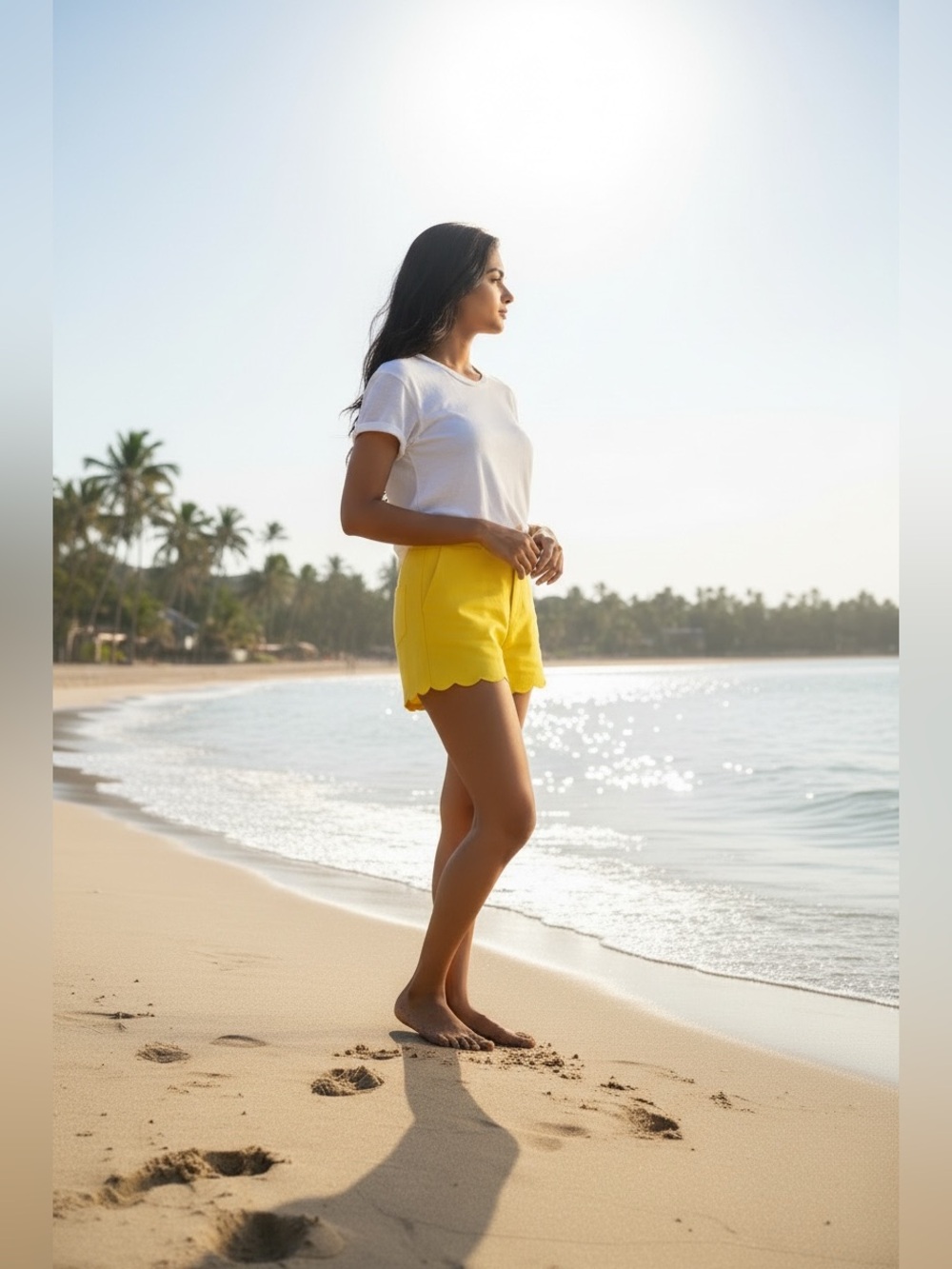 J. Crew Bright Yellow Scallop-Hem High Waist Shorts - Picture 6 of 9